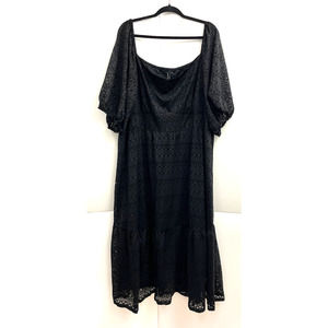 Bloomchic Solid Black Textured Midi Dress 22 24 3X NWT